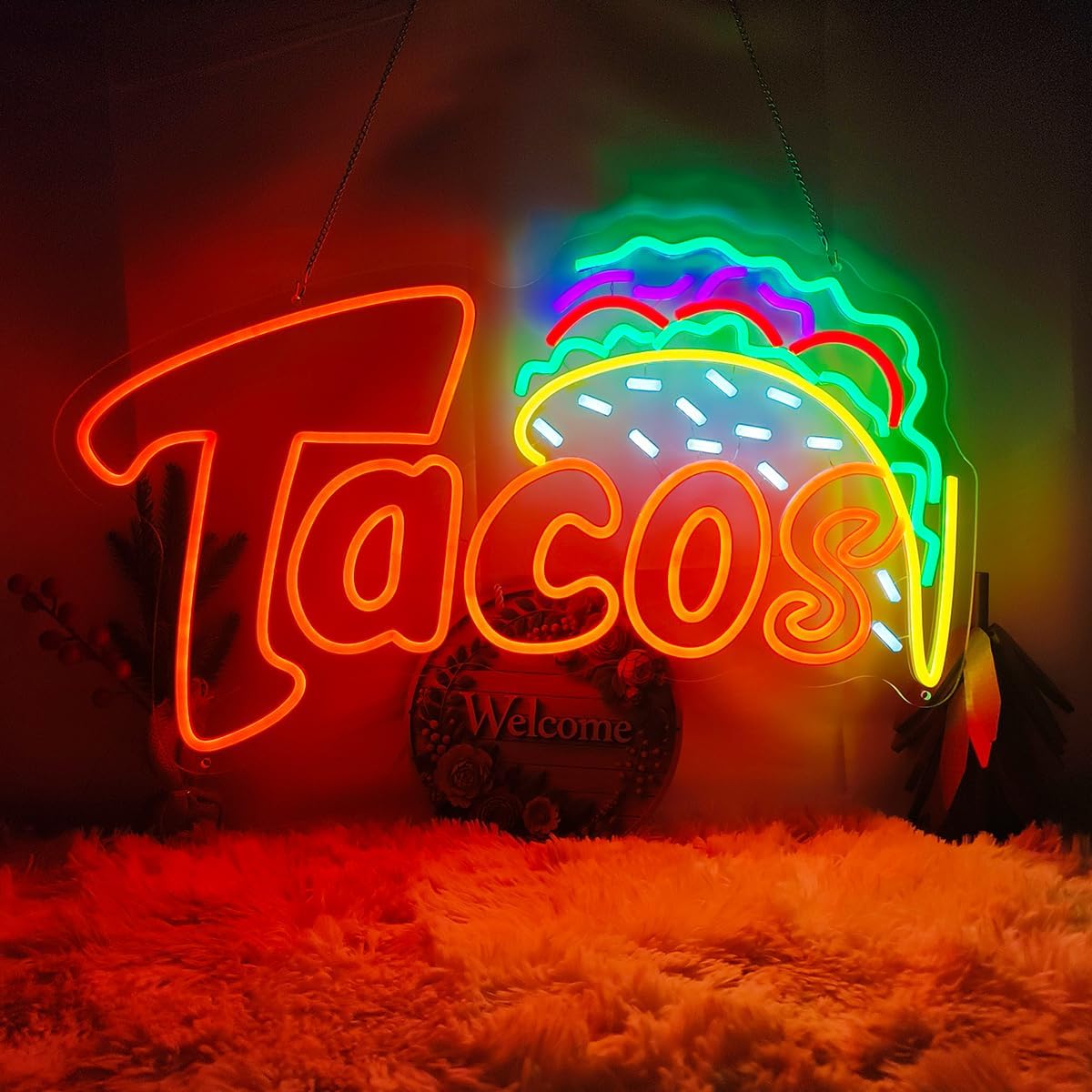 Outdoor Lighting Restaurant - Tacos LED-Neon-Schild USB-Wandleuchte Mexikanische Essensdekoration für