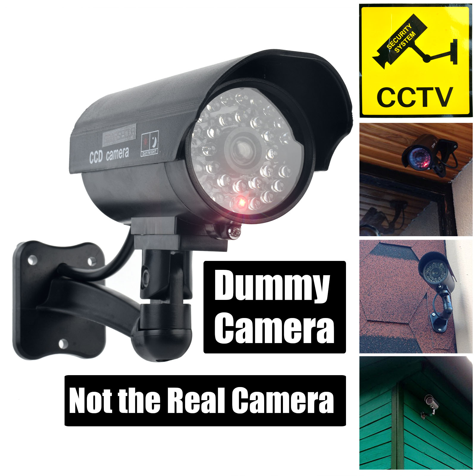 Outdoor Lighting Video - Smarsecur Fake-Kamera-Dummy, wasserdichte Sicherheits-CCTV-Überwachungskamera mit blinkendem