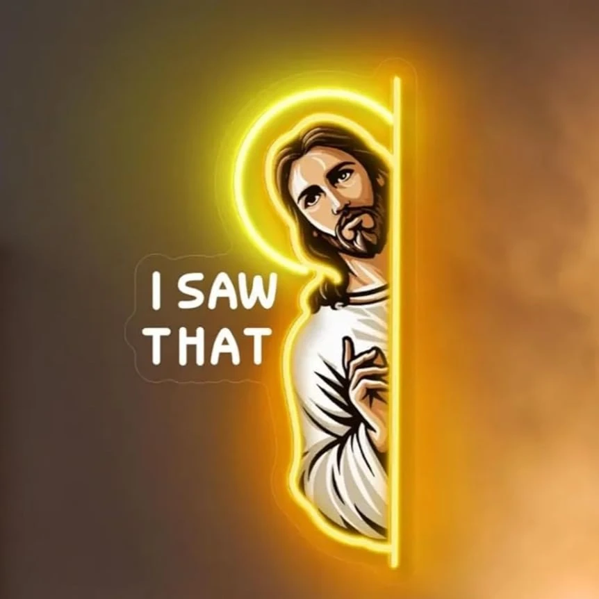 Outdoor Lighting Restaurant - Jesus LED-Neonschild 'I Saw That' Neonlicht