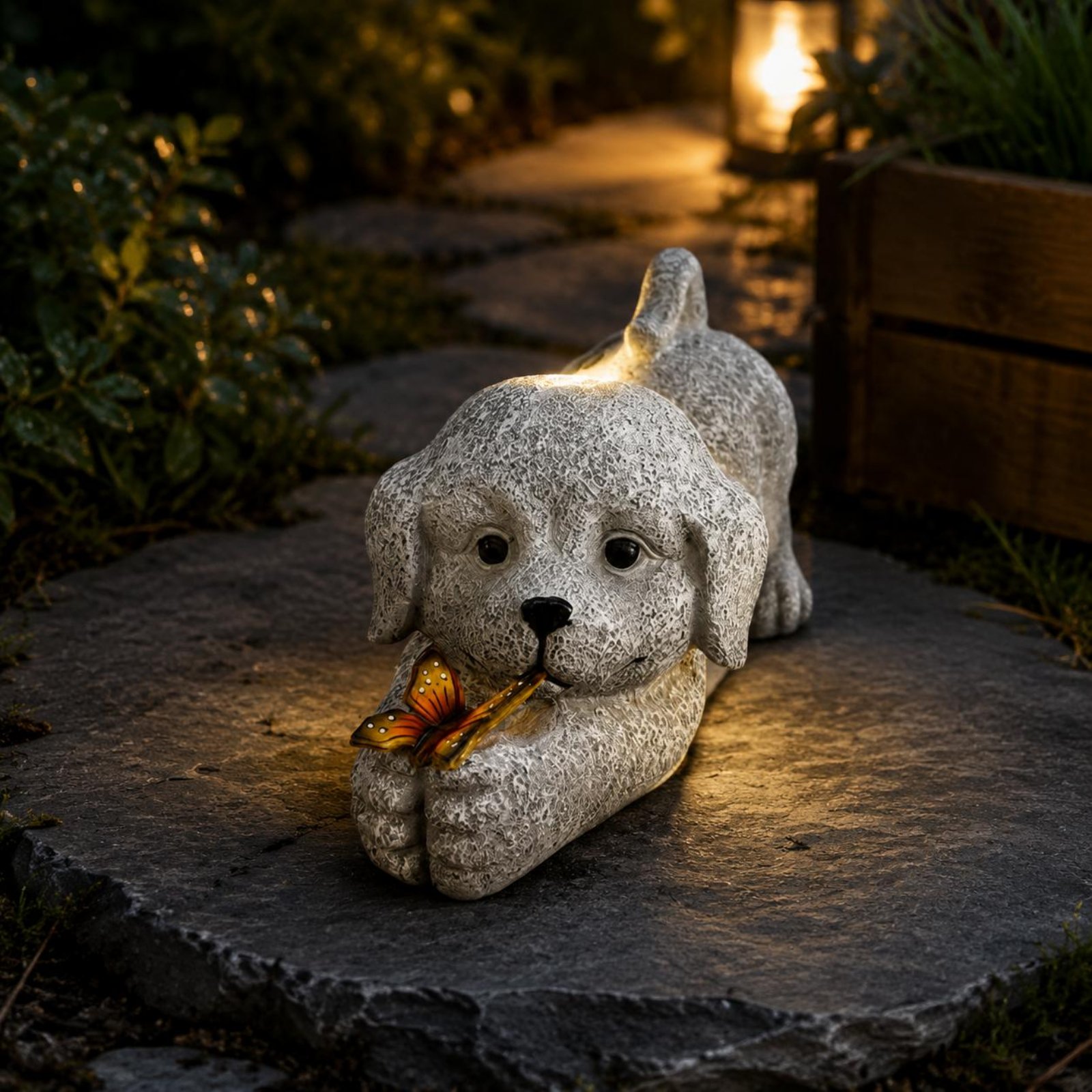 Solar-Hundestatue aus Kunsthar – Outdoor Lighting Wire Bewertung und Preis